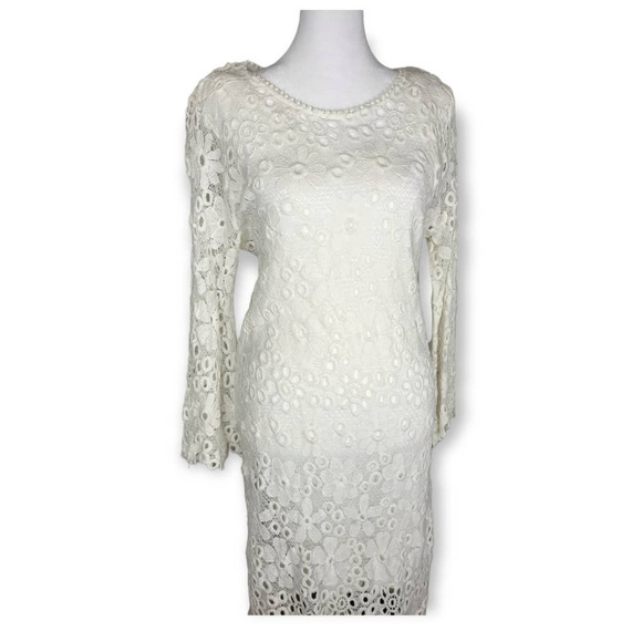 Velvet By Graham & Spencer Embroidered Lace Sheath Knee Length Dress Size Medium - Picture 4 of 12